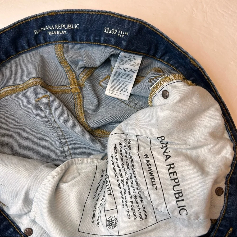 Banana Republic Men’s Dark Blue Traveler Slim Fit Jeans Denim Size 32X32
